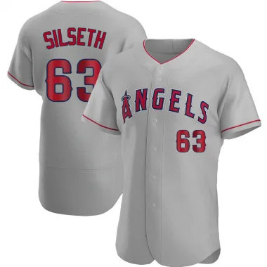 Women's Chase Silseth Los Angeles Angels Backer Slim Fit T-Shirt - Ash